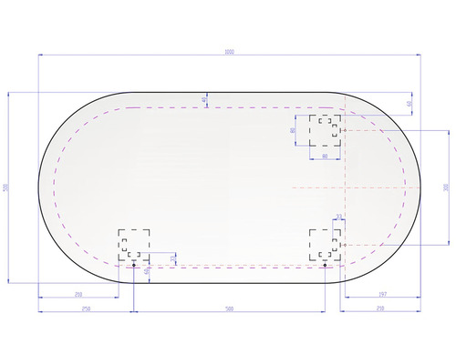 Technický výkres stolové desky s rozměry