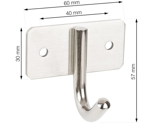 Kovový věšák na šaty o rozměrech 60 mm x 30 mm