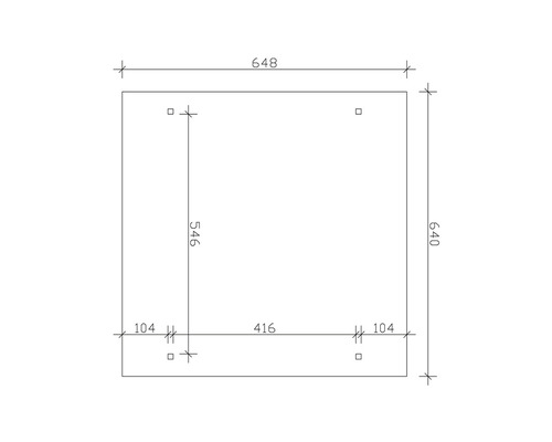 Technický výkres s rozměry 648 x 640 mm