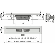 Sprchový žlab Jungborn UNO 950 x 95 mm objemový průtok odtoku 60 l/min