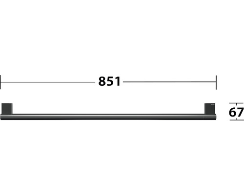 Technický nákres držáku na ručníky s rozměry 851 milimetrů na šířku a 67 milimetrů na výšku