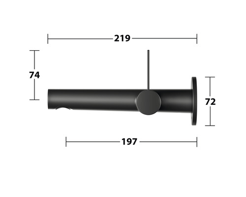 Obrázek vodovodní baterie s rozměry.