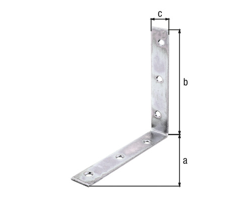 Rohový spojník s rozměry a, b a c