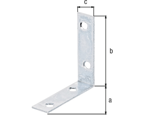 Rohový spojovací prvek s otvory a rozměry