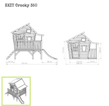 EXIT Crooky 350 domeček na hraní rozměrový výkres s rozměry v centimetrech