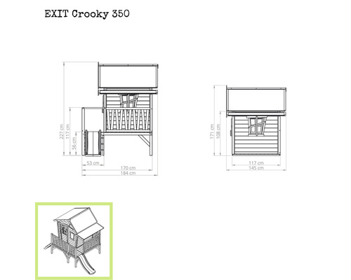 Rozměry dětského hracího domku EXIT Crooky 350