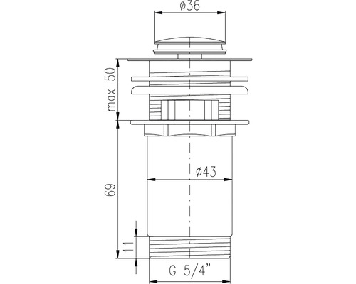 Technický výkres odtokové soupravy s rozměry