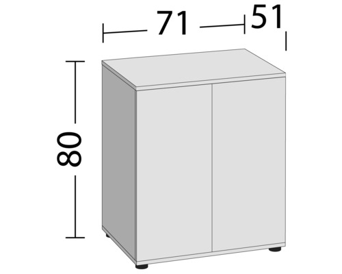 Obrázek spodní skříňky o rozměrech 80 x 71 x 51 centimetrů.