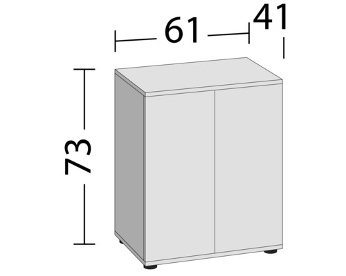Skříň s rozměry výška 73 cm, šířka 61 cm, hloubka 41 cm