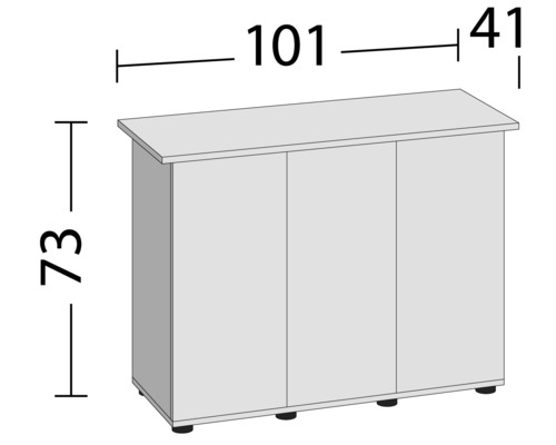 Skříňka se třemi dvířky o rozměrech 101 x 41 x 73 cm