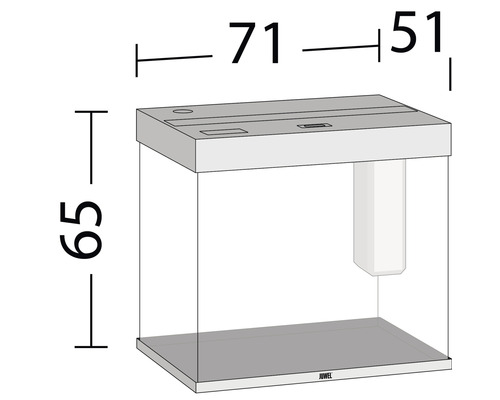 Obrázek akvária s rozměry