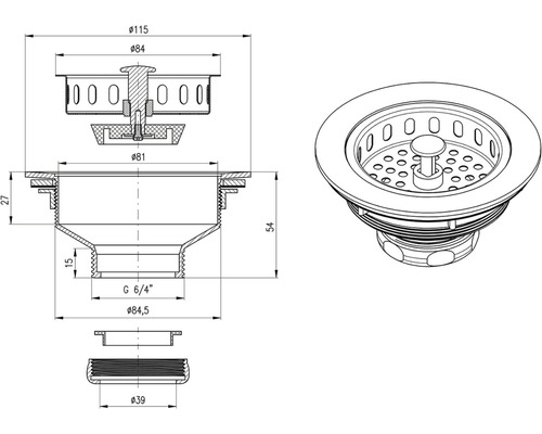 Odtoková souprava technický výkres