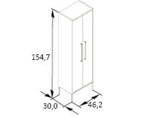 Technický výkres vysoké skříně s rozměry