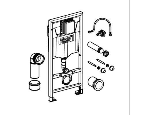 Sanitární instalační systém s logem Grohe.