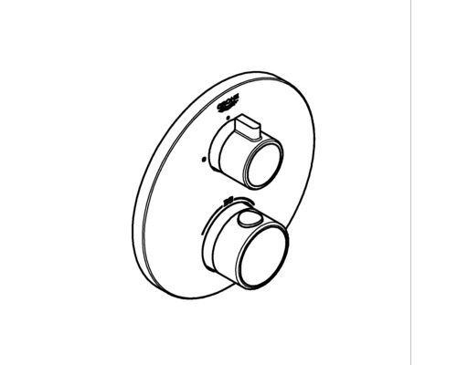 Logo Grohe. Termostatická baterie pro montáž na stěnu.