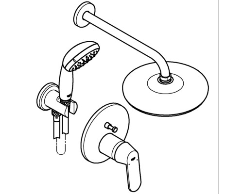 Sprchová souprava s hlavovou sprchou, ruční sprchou a pákovou baterií
