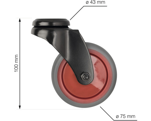 Otočné kolečko o průměru 75 mm a výšce 100 mm