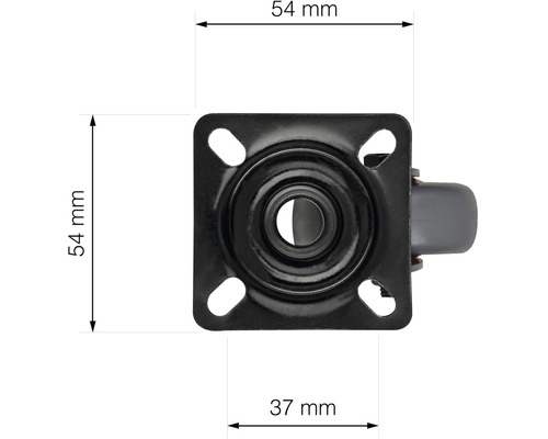 Nábytkové kolečko s rozměry 54 krát 54 milimetrů