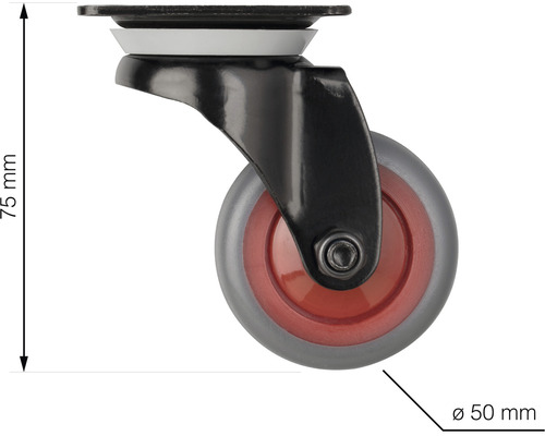 Otočné kolečko o průměru 50 mm a výšce 75 mm