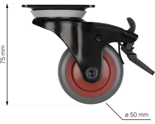 Otočné kolečko s brzdou, průměr 50 milimetrů