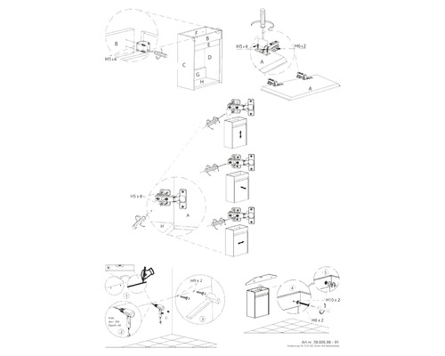 Montážní návod na nábytek s kováním a šrouby