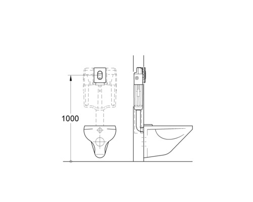 Technický výkres toalety s rozměry