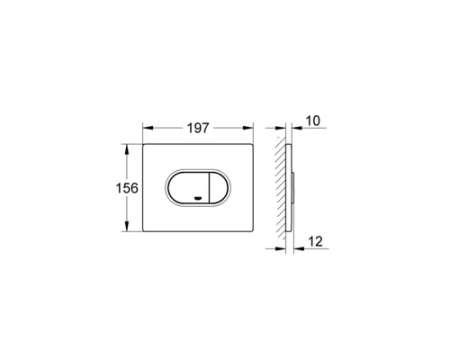 Technický výkres ovládacího panelu s rozměry