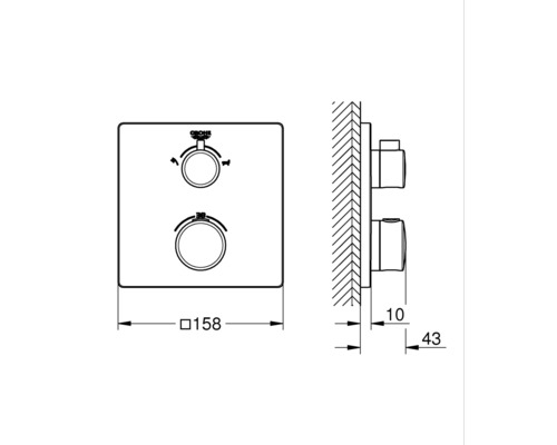 Technický výkres armatury Grohe s rozměry