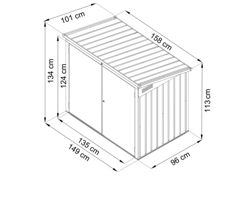 Technický výkres zahradního domku s rozměry
