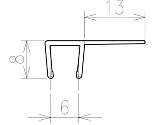 Technický nákres profilu s rozměry.