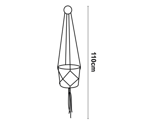 Závěsný květináč o délce 110 centimetrů.
