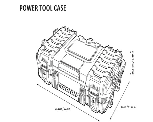 Obrázek kufříku na nářadí s rozměry