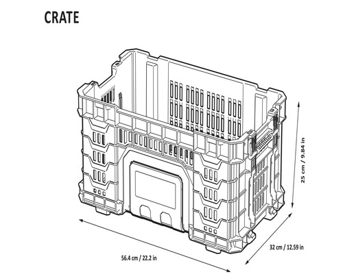 Obrázek plastové přepravky o rozměrech 56,4 x 32 x 25 cm