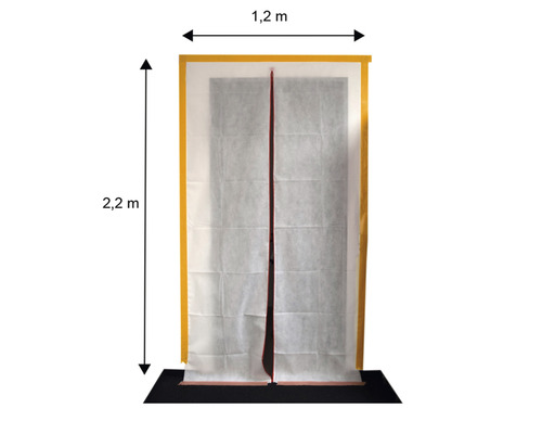 Protiprachové dveře o rozměrech 1,2 metru krát 2,2 metru.
