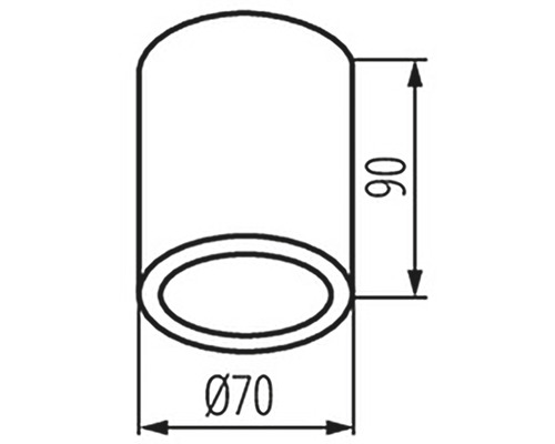 Technický výkres válcového produktu o průměru 70 milimetrů a výšce 90 milimetrů