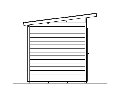 Ilustrace zahradního domku s pultovou střechou