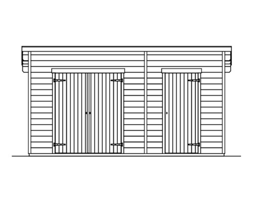 Obrázek zahradního domku se dvěma dveřmi