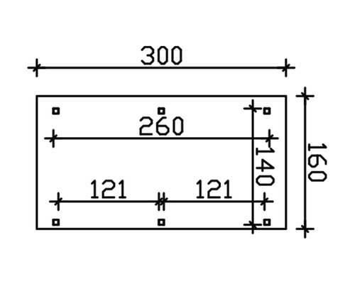 Technický výkres s rozměry 300, 160, 260, 140 a 121