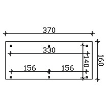 Technický výkres s rozměry: délka 370 mm, šířka 160 mm, rozteč otvorů 330 mm, rozteč otvorů 156 mm, rozteč otvorů 140 mm