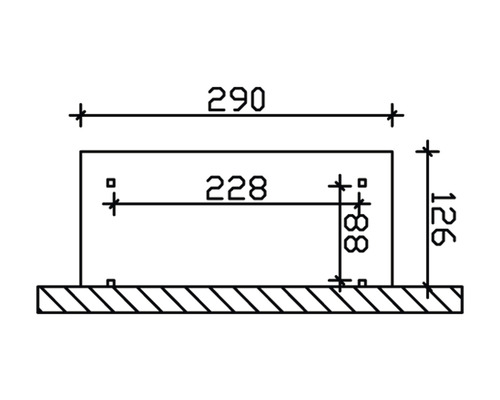 Technický výkres s rozměry: 290, 228, 126 a 88