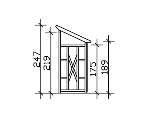 Technický výkres zahradního domku s rozměry