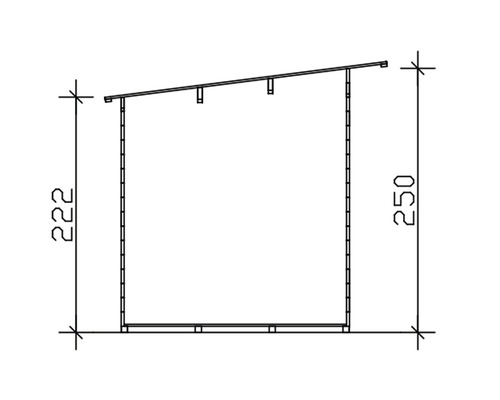Technický nákres zahradního domku s rozměry