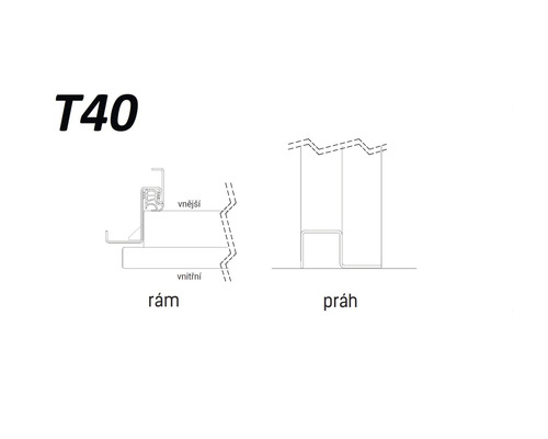 Technický nákres rámu a prahu T40
