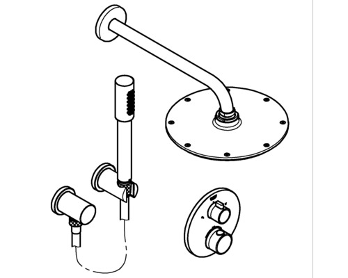 Sprchová souprava s hlavovou sprchou, ruční sprchou a termostatickou baterií
