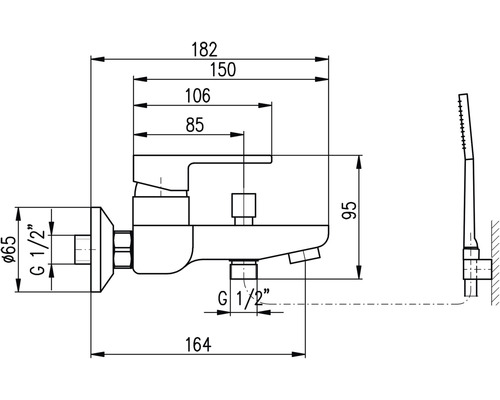 Technický výkres armatury s rozměry
