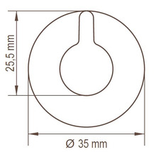 Technický výkres montážního prvku s rozměry 25,5 mm výška a 35 mm průměr
