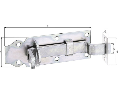 Závora dveří s upevňovacími otvory a rozměry