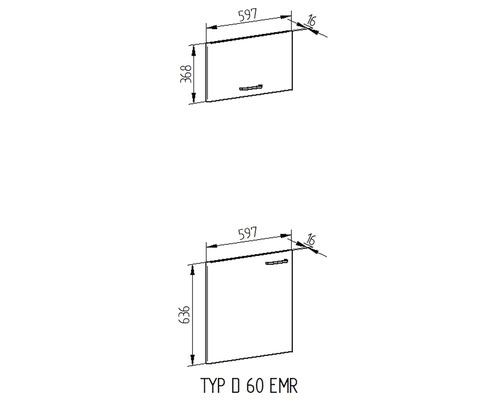 Technický nákres koupelnové skříňky s rozměry