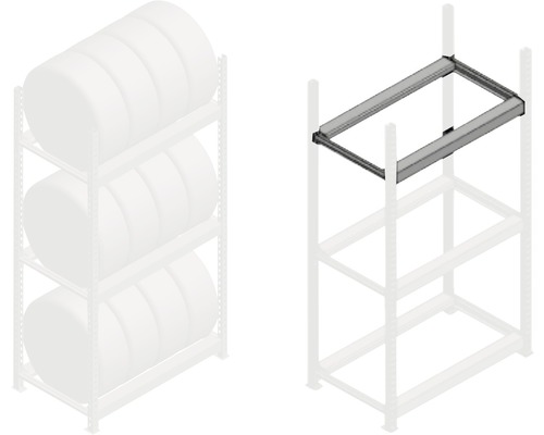 Kovový regál s rámem pro skladování sudů