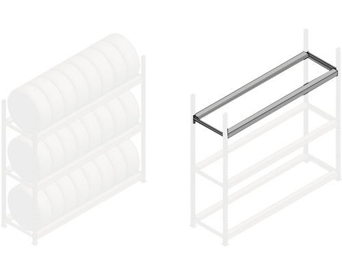 Regál s traverzou pro skladování pneumatik